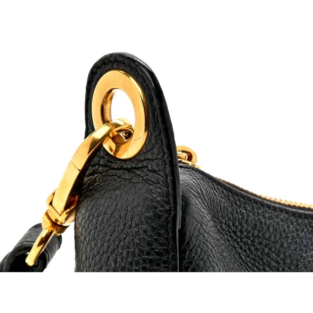 Prada Vitello Phenix Zippered Messenger Hobo Black Leather Shoulder - Picture 2 of 5